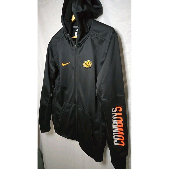 Oklahoma State Cowboys OSU Nike Full Zip Hoodie Therma-Fit, Sz Med, Black/Orange - Picture 3 of 9